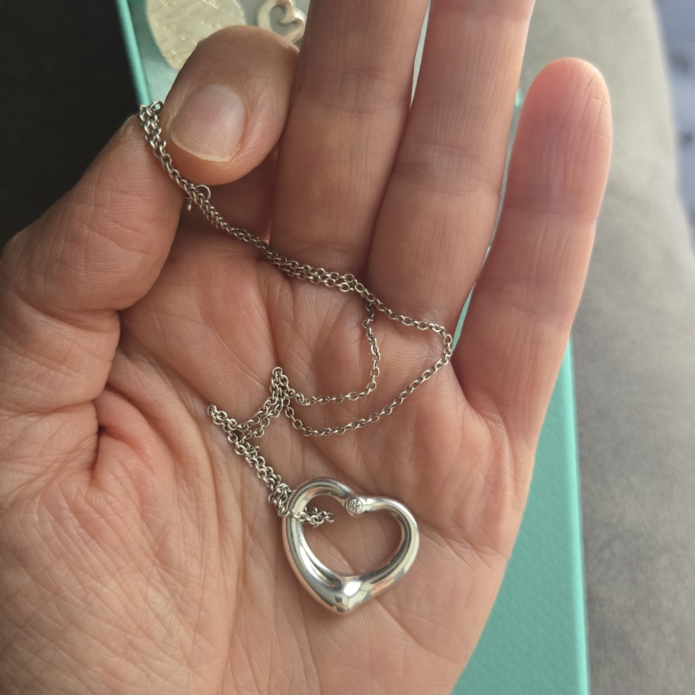 Tiffany & Co. Silver Heart Diamond Necklace